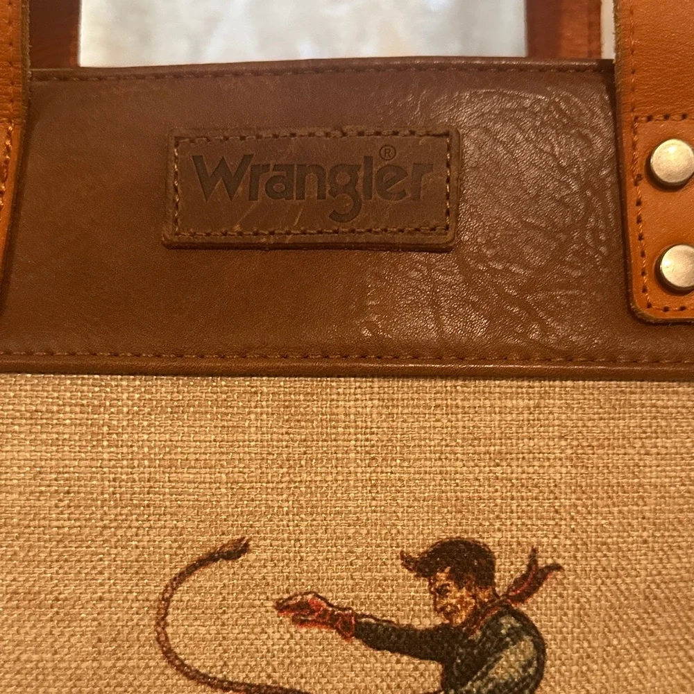 Wrangler Cowboy Print Tan and Brown Messenger Bag